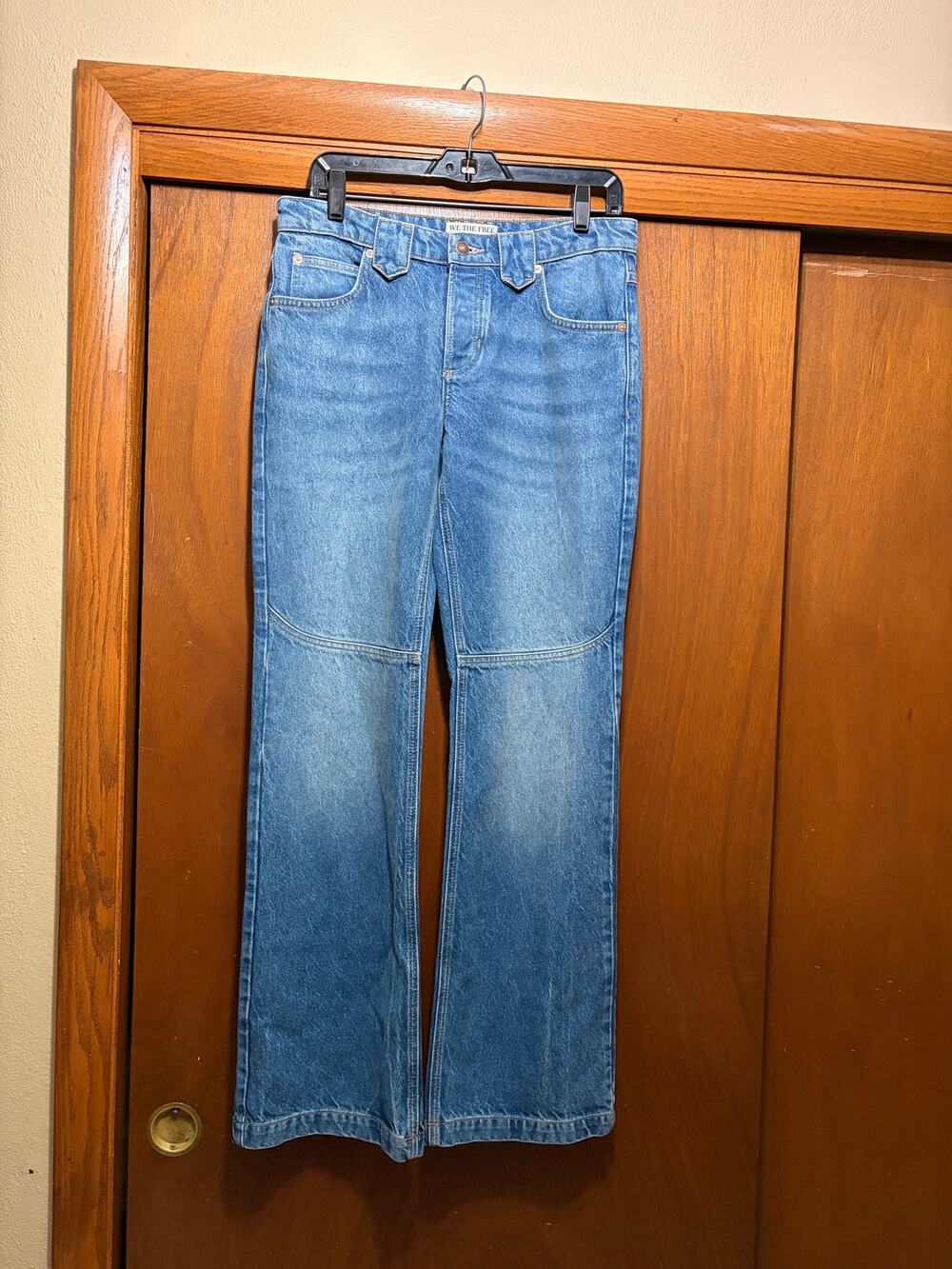 We The Free Free People Jeans Size 27 Blue High Rise Wide Leg Button Fly